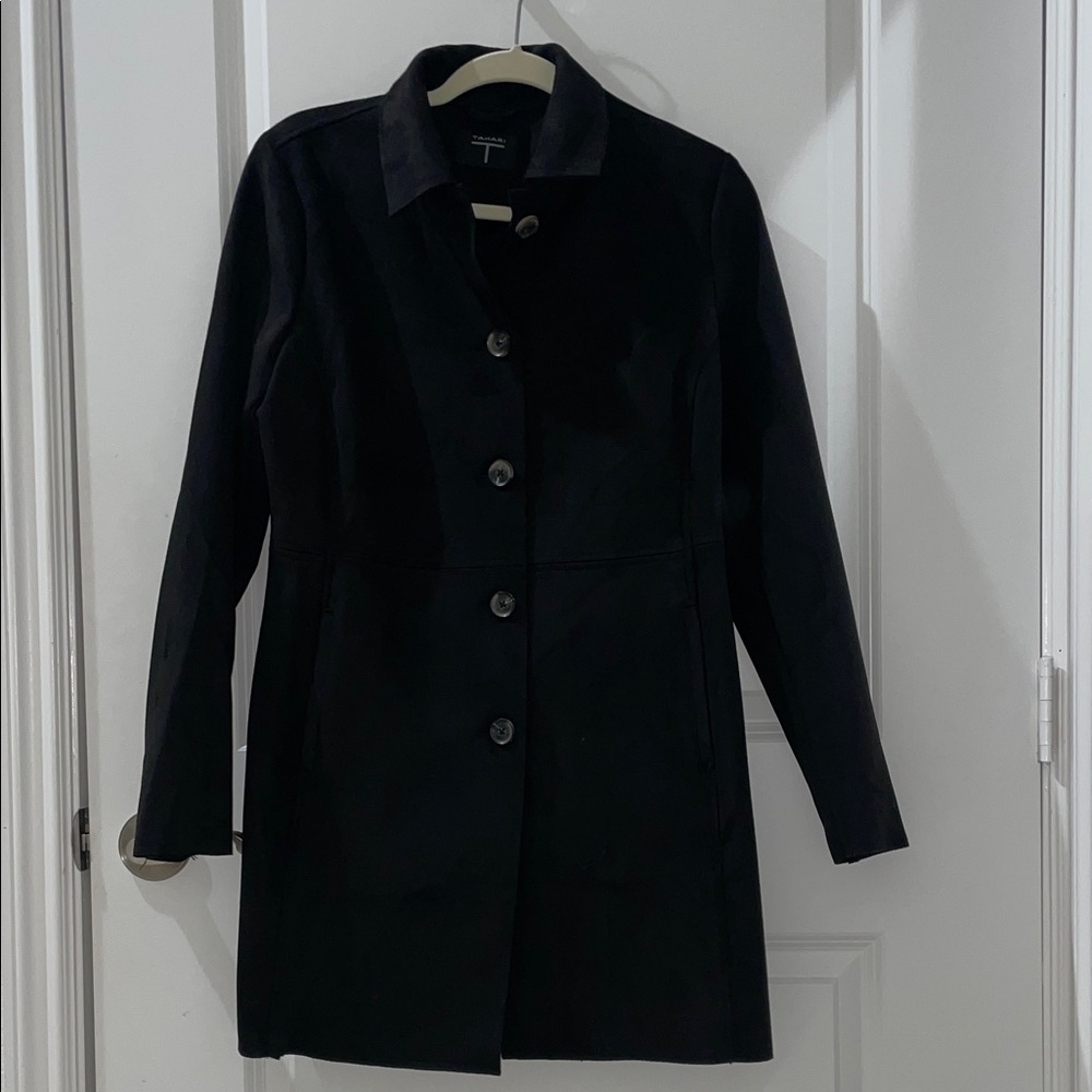 Tahari faux suede car coat black  NEW W TAGS size Medium